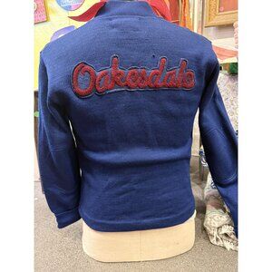 VTG 1960s Blue + Maroon Wool Letterman Cardigan with Patches SM/MD